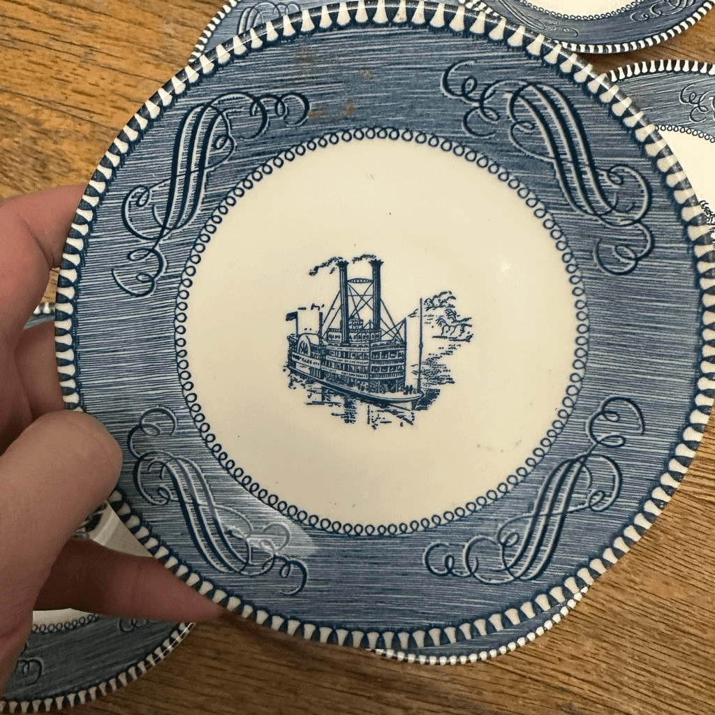 Currier and Ives by Royal Steamboat set of 7 dessert bowls