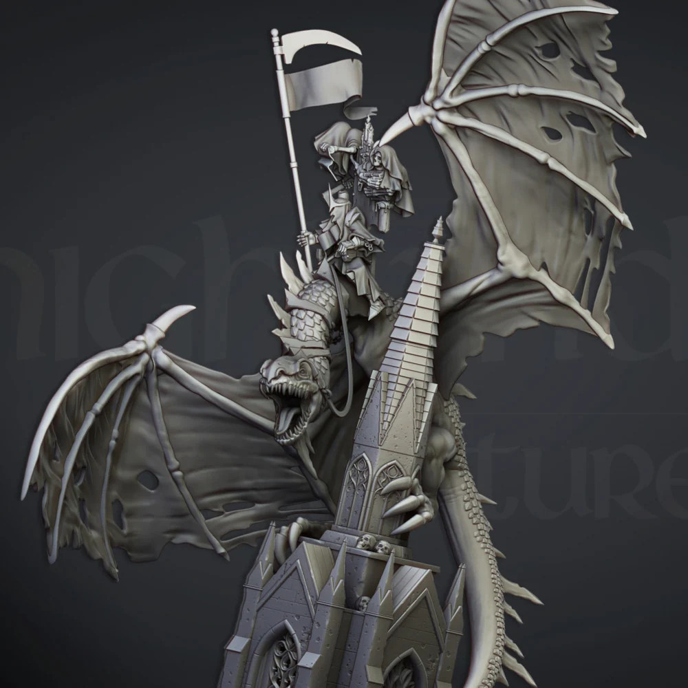 Ezekiel, Lord Necromancer on Flying Monster - Resin Tabletop Miniature