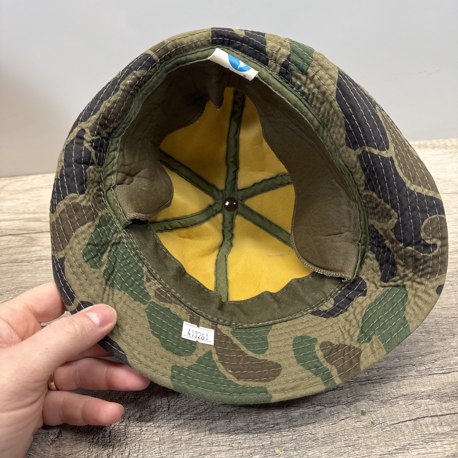 VTG Woodland Camo Jones Hunting Cap Bucket Hat M Korea Foam Insulated Ear Flaps