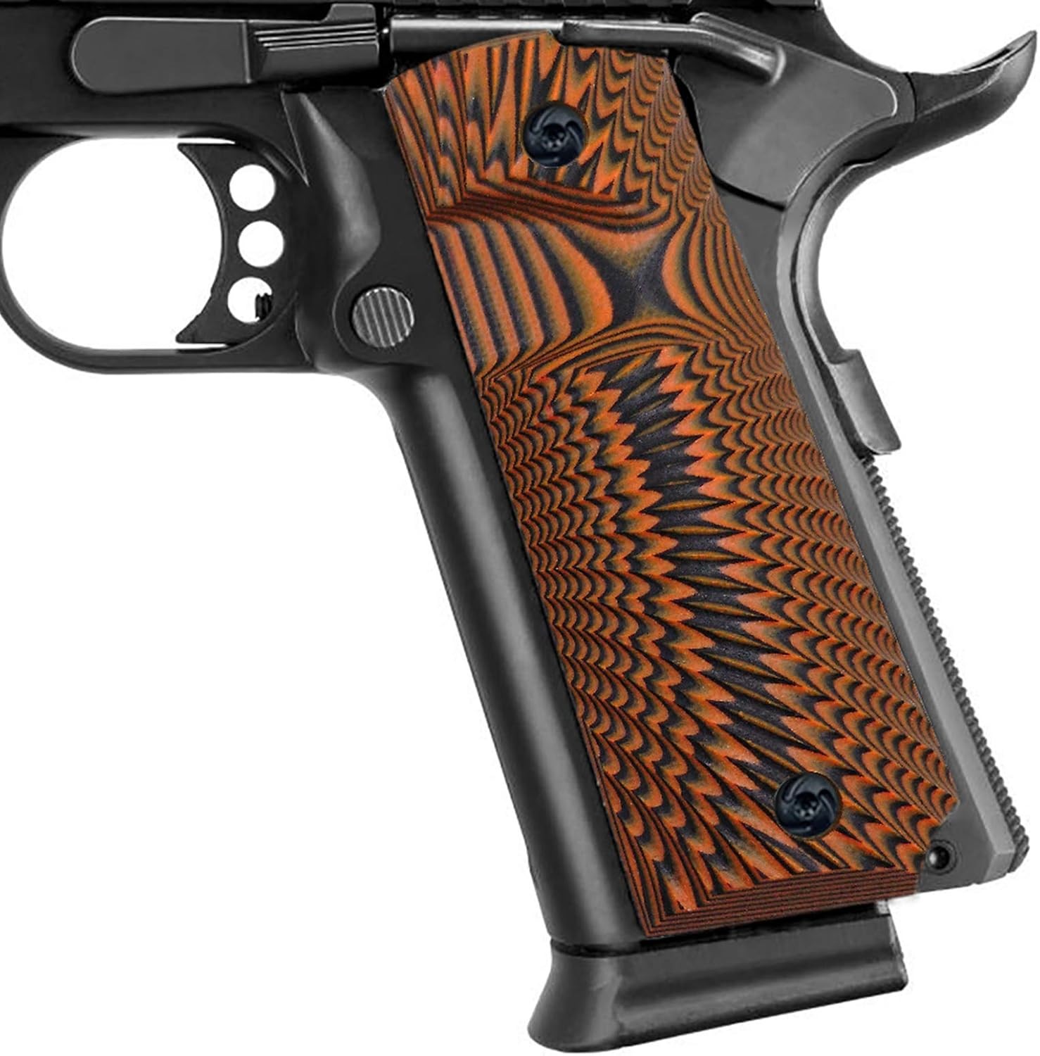 Guuun 1911 Grips G10 Full Size 1911 Grip Ambi Safety Cut Big Scoop Orange