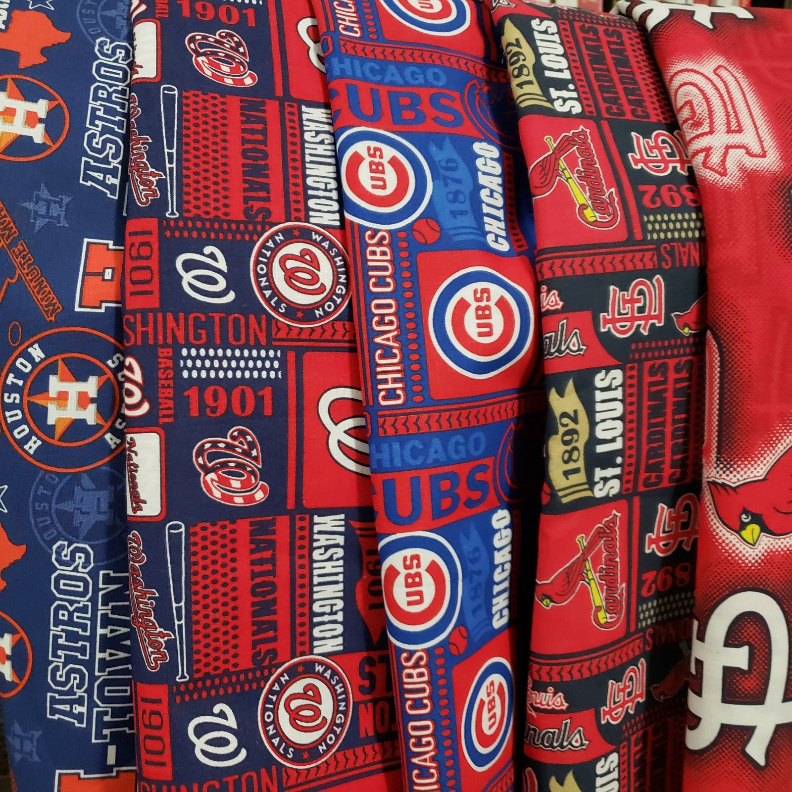 MLB Baseball Cotton Fabric by the 1/4 Quarter Yard - PICK TEAM - 9"L x (42-58"W)