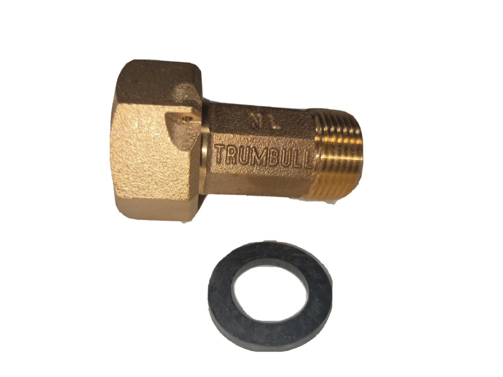 3/4" SHORT Water Meter Coupling, NL brass, 3/4" Fem swivel nut x 3/4" male NPT