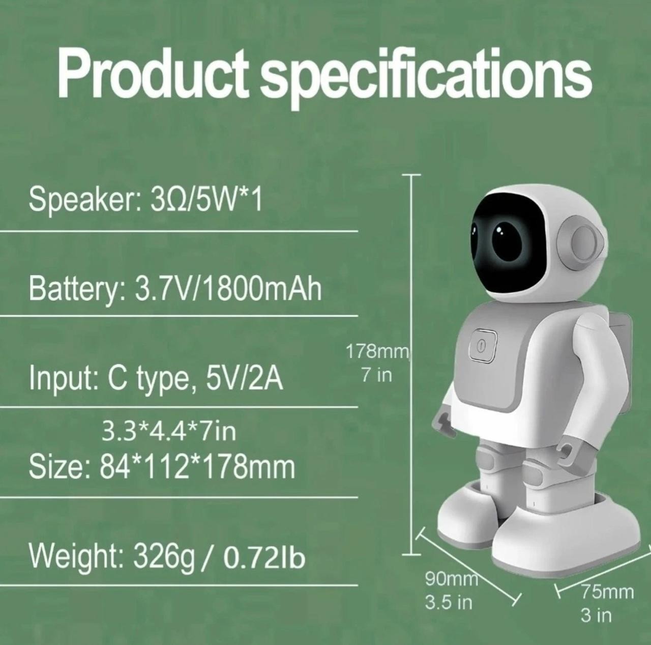Interactive Dancing Robot Bluetooth Speaker | LED Eyes | USB-C Rechargeable