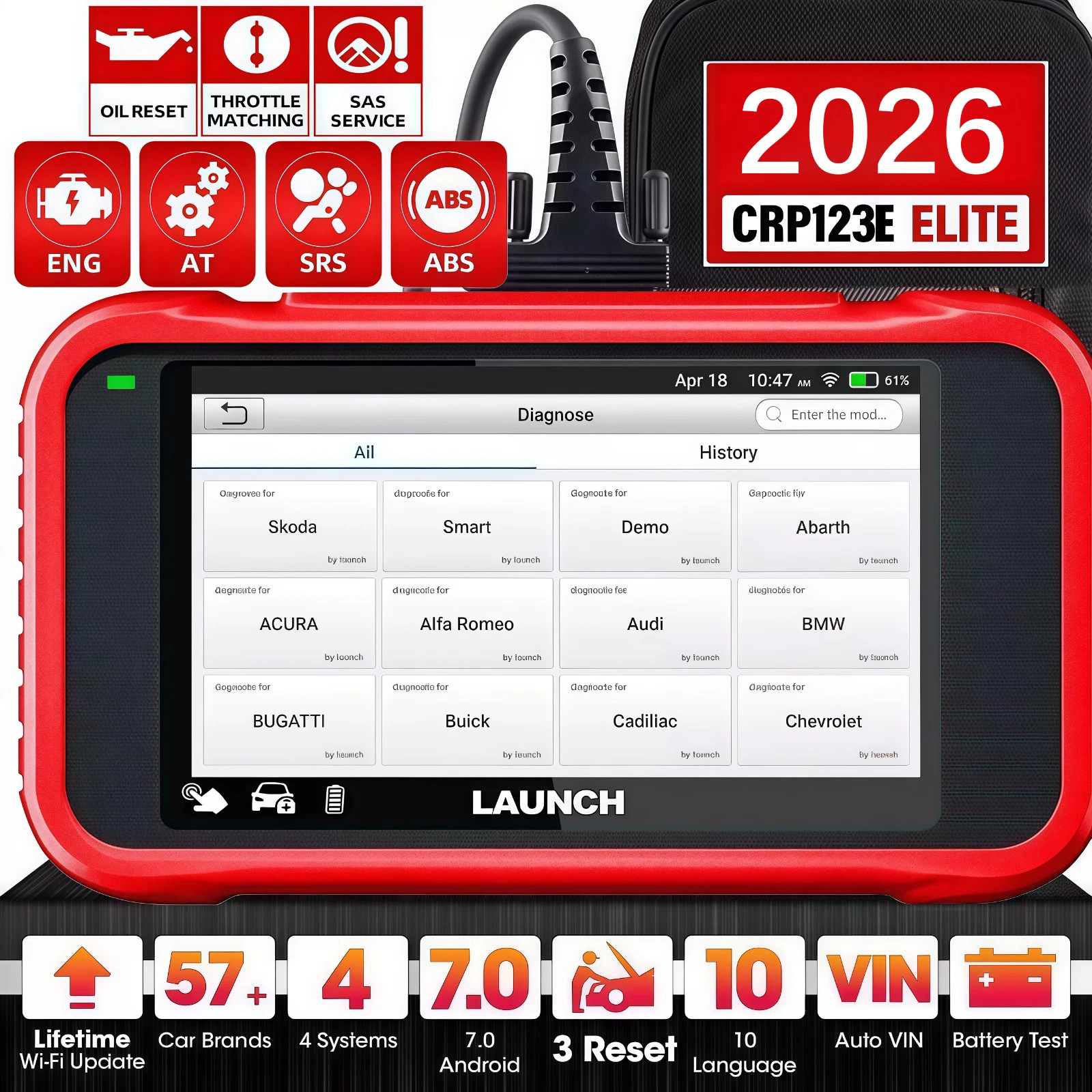 2026 LAUNCH CRP123E OBD2 Scanner Engine ABS SRS Code Reader Car Diagnostic Tool