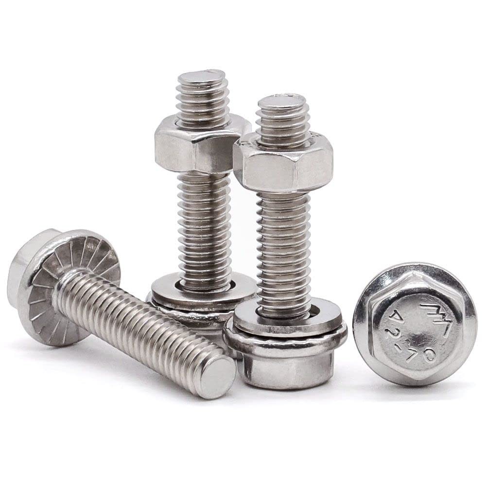 8 Sets M10 x 30mm Stainless Steel Extra Large Flanged Hex Bolts Screws Nuts Kit