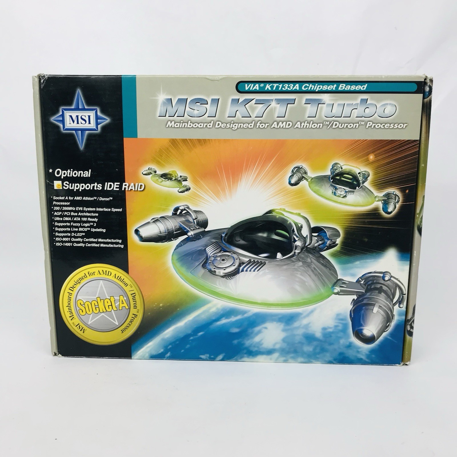 MSI K7T Turbo Motherboard Retro with box Via KT133A Chipset Based