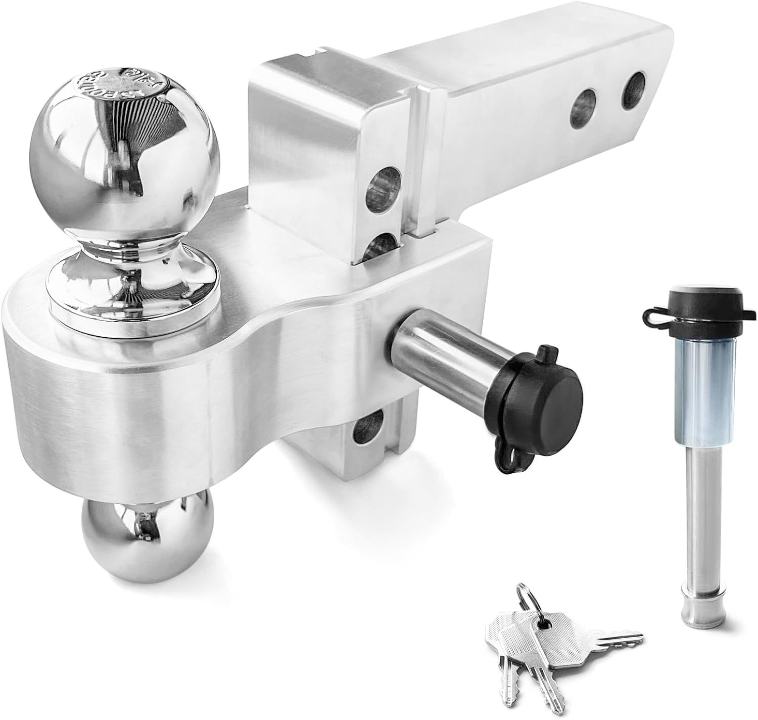 Adjustable Trailer Hitch (Fits 2" Receiver) Heavy Duty Aluminum 4" Drop Hitch