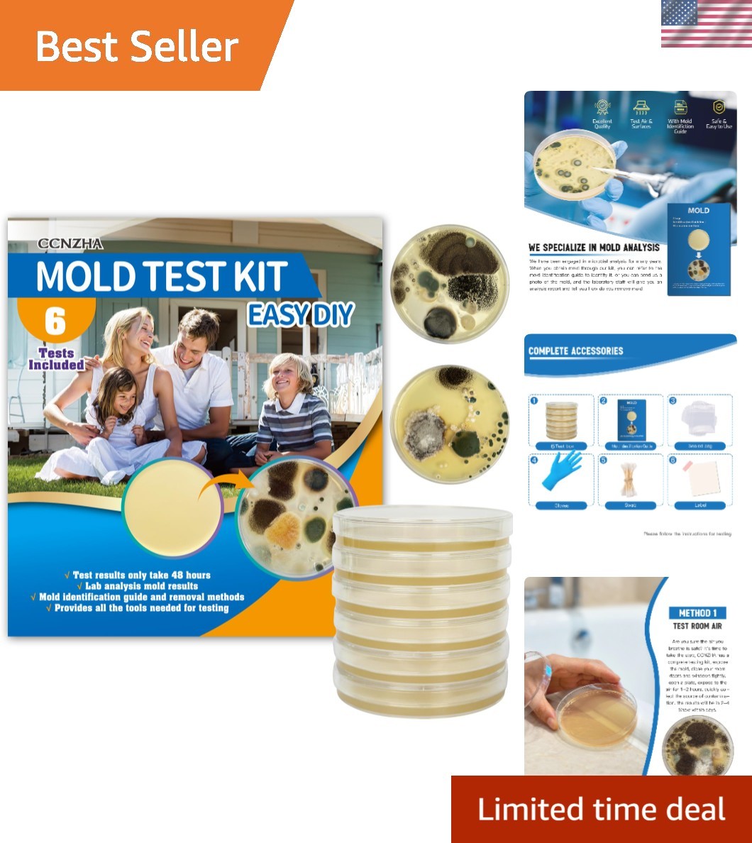 Black Mold Detector Kit - 6 Tests & Guide for Indoor Air Quality Safety