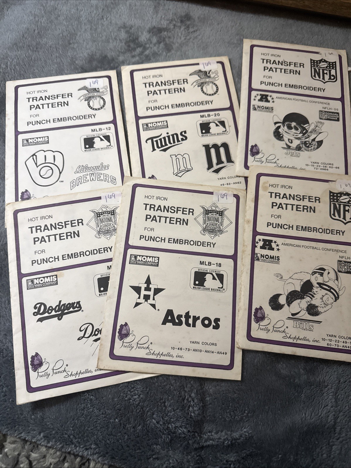 VTG Lot Of 5 Sports Themed Hot Iron Transfer Pattern for Punch Embroidery Nos