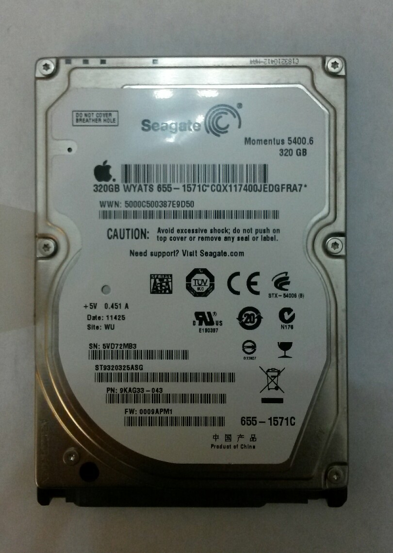 SEAGATE ST9320325ASG 320GB SATA Laptop Drive P/N:9KAG33-043 F/W:0009APM1 Site:WU