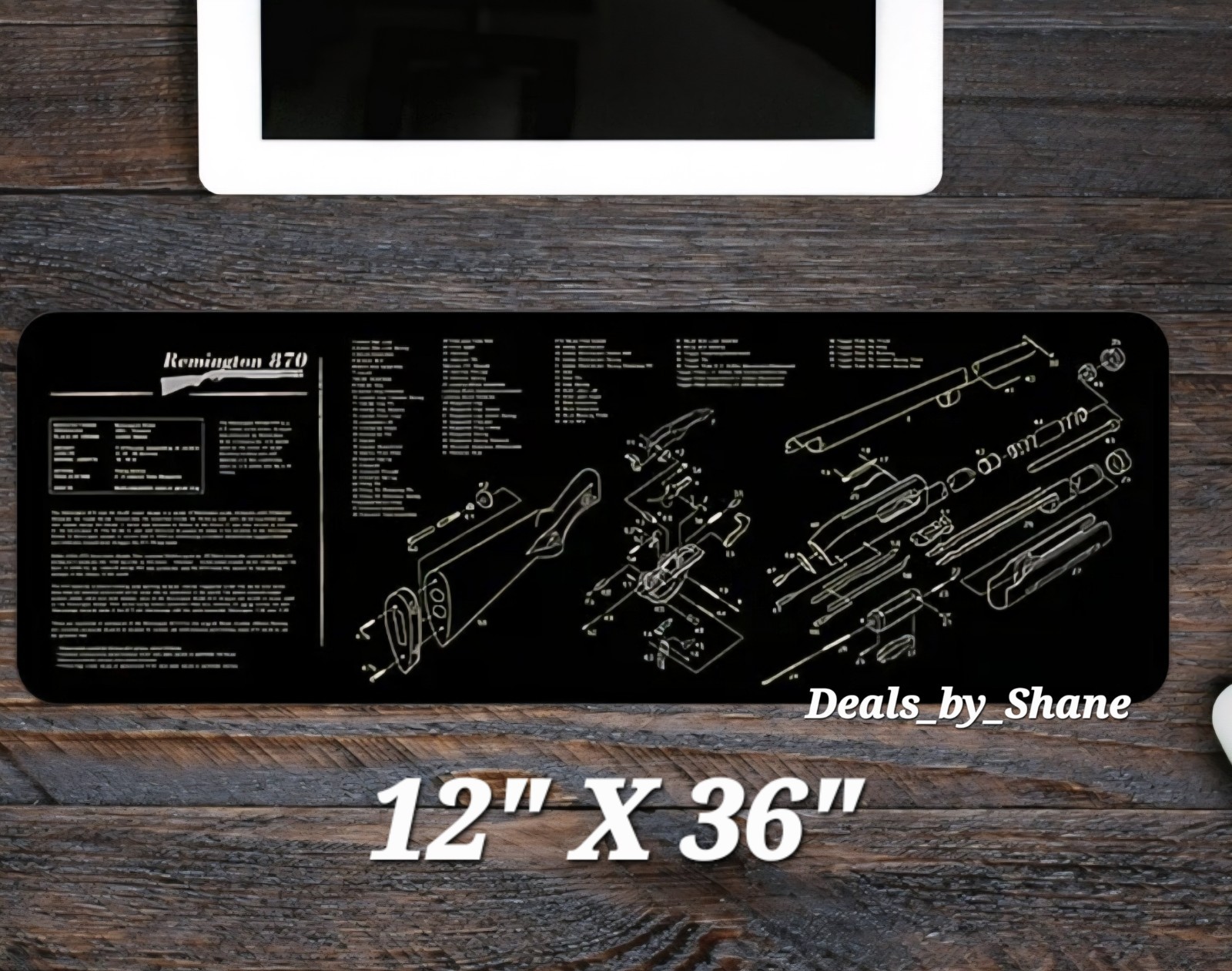 Remington 870 Gun Cleaning Bench Mat Gaming Mouse Pad 12" x 36"