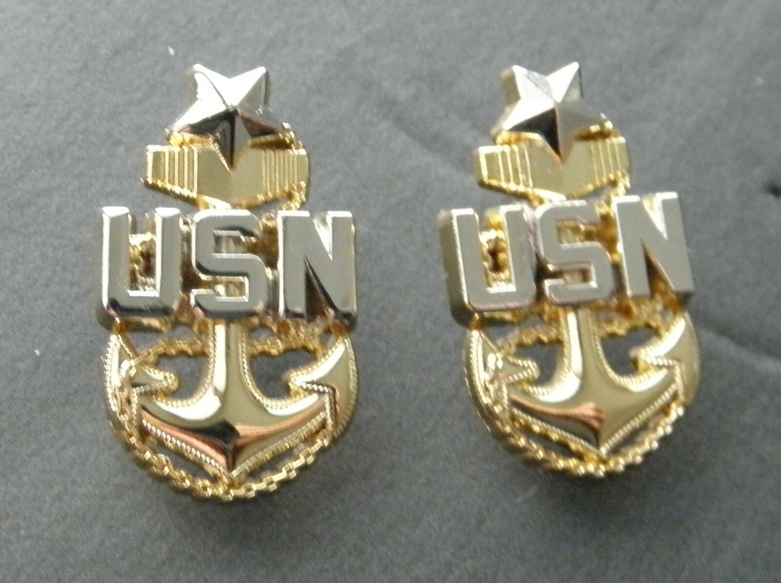 NAVY CHIEF SENIOR PETTY OFFICER LAPEL PIN SET OF TWO PINS 1.1 INCHES