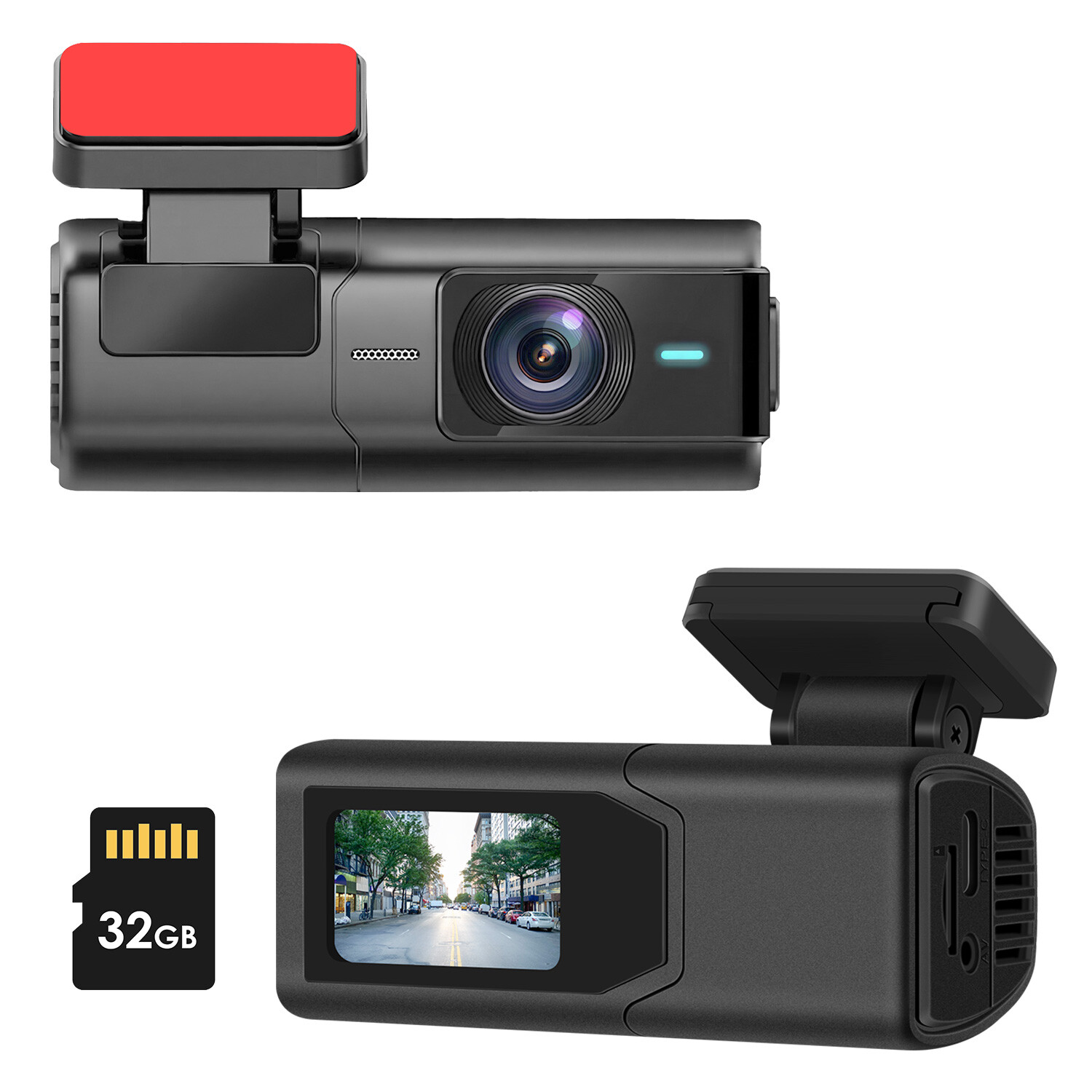2K Dual Dash Camera for Cars, Free 32G SD Card and 140° Wide Angle WiFi App