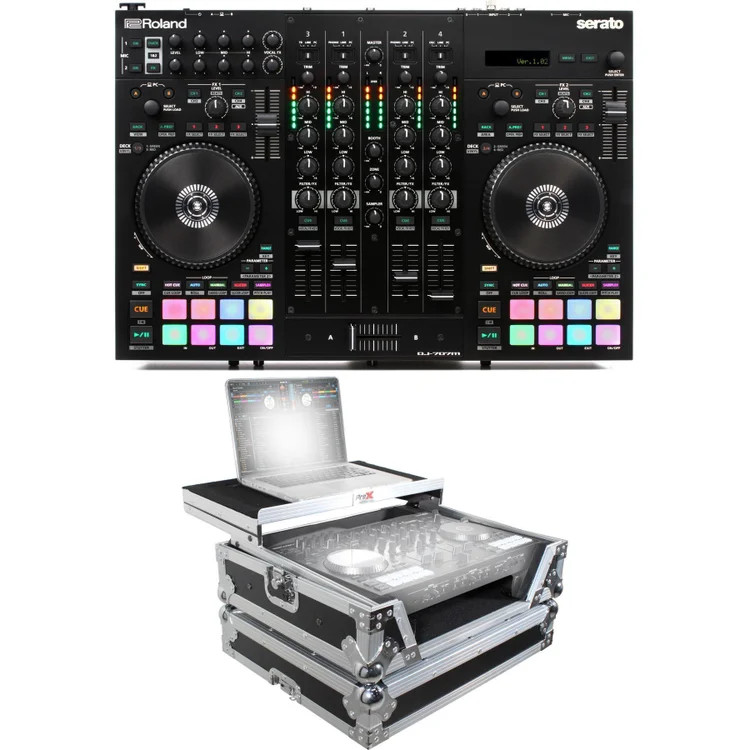 Roland DJ-707M 4-deck Serato DJ Pro Controller with Flight Case