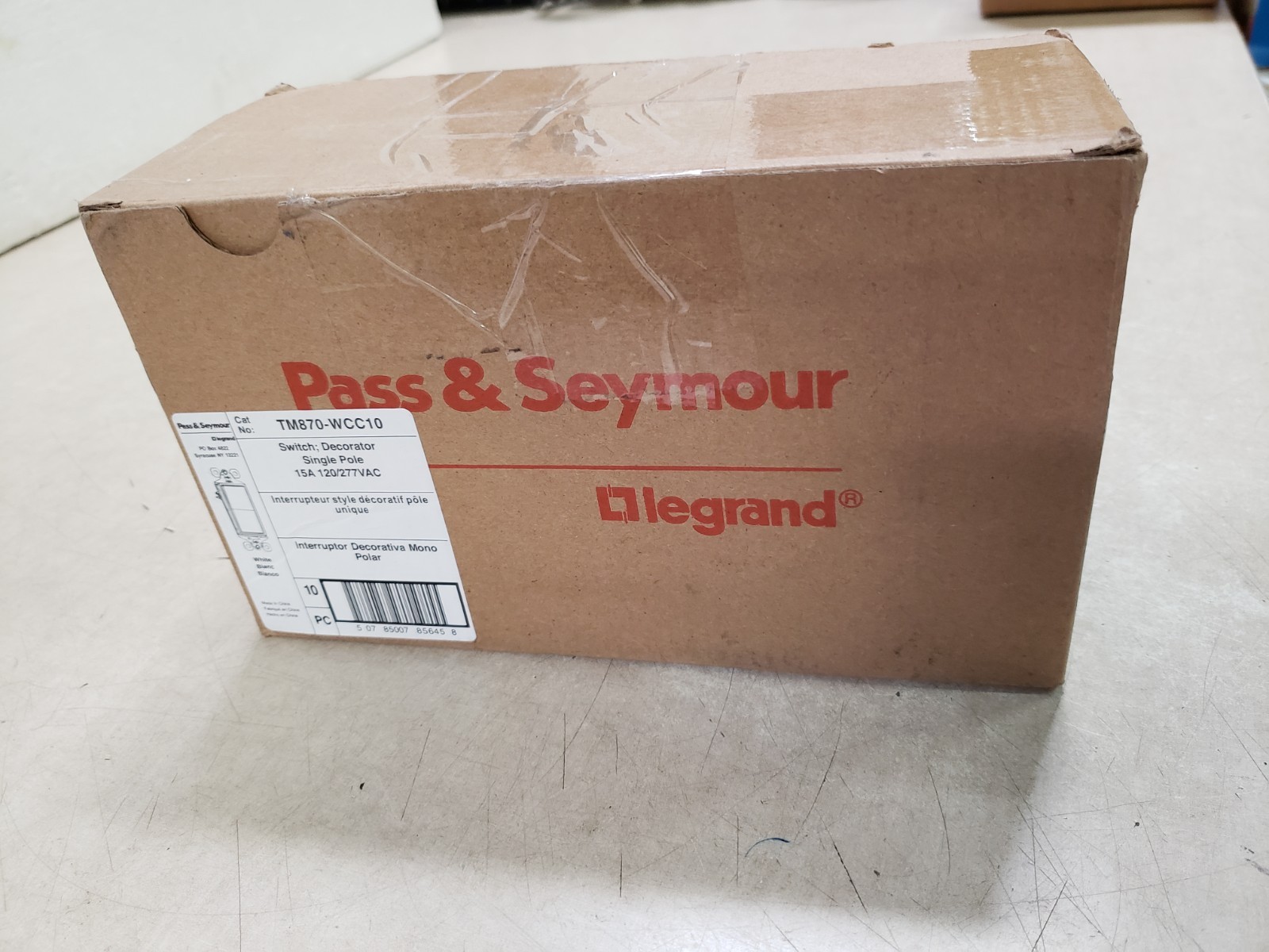 Lot of 10 - Legrand TM870-WCC10 Paddle Switch 15A 120/277V White