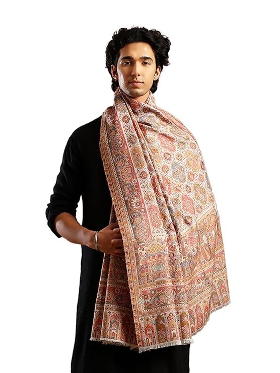 Men's White Kani Shawl Gents Lohi Scarf Stole Wrap Indian Wedding Dupatta