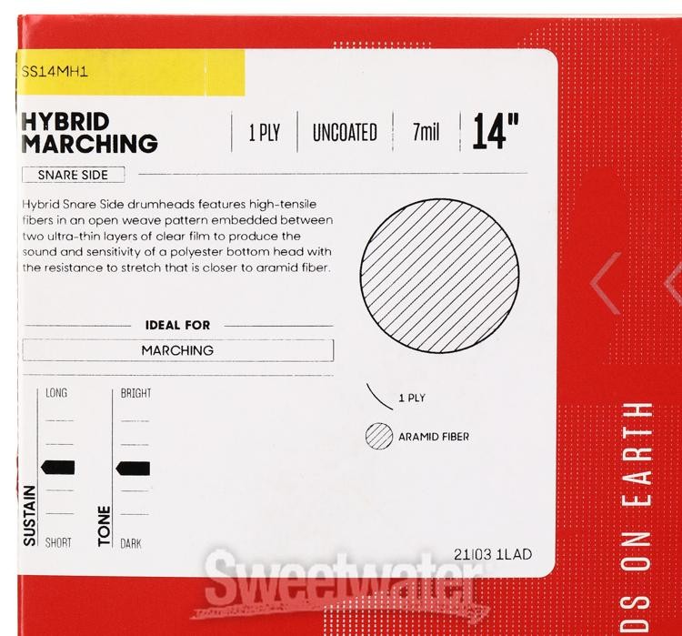 Evans Snare Side Hybrid Marching Drumhead - 14 inches