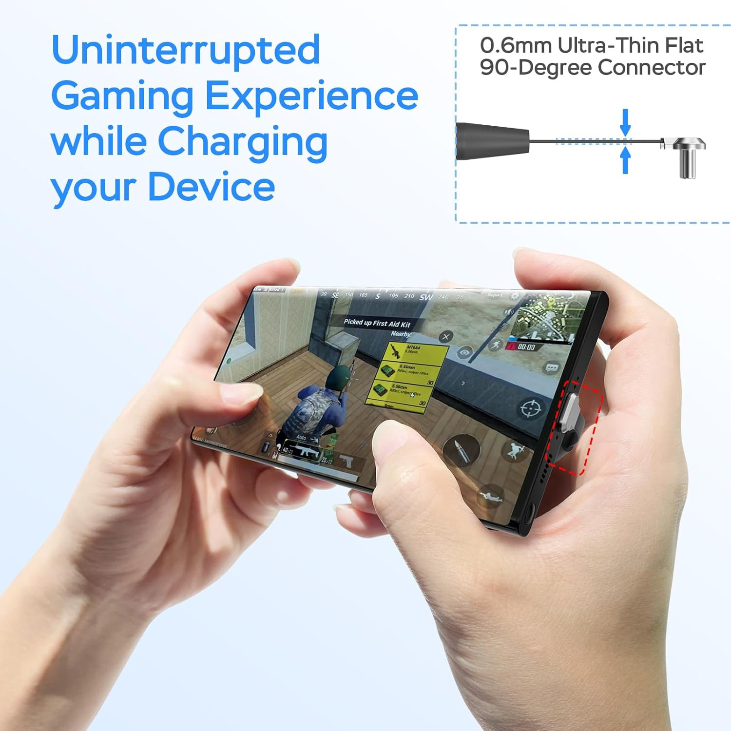 USB C Charger Cable, 60W 3.3Ft Type C Charging Flat 90-Degree 3.3FT