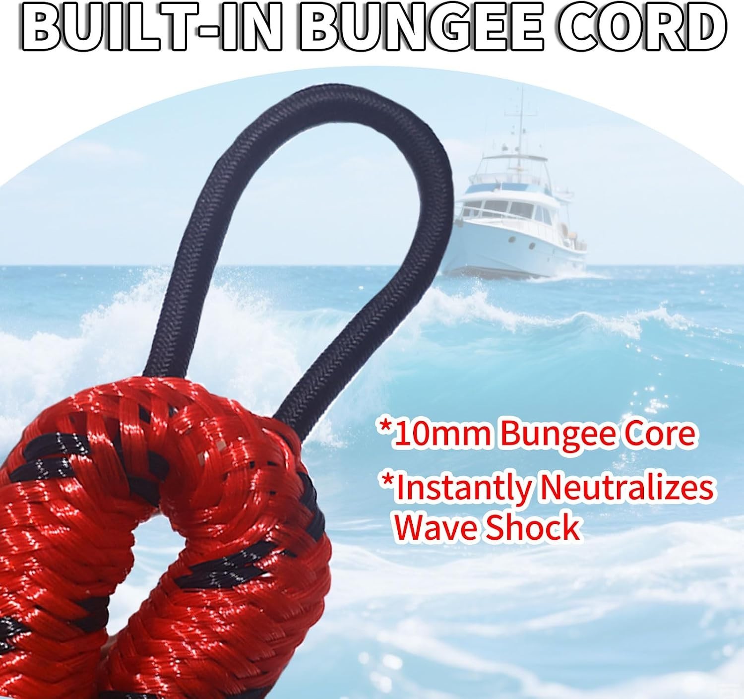 Bungee Dock Lines for Boats with Loops, Boat Tie Downs for Docking, Adjustabl...