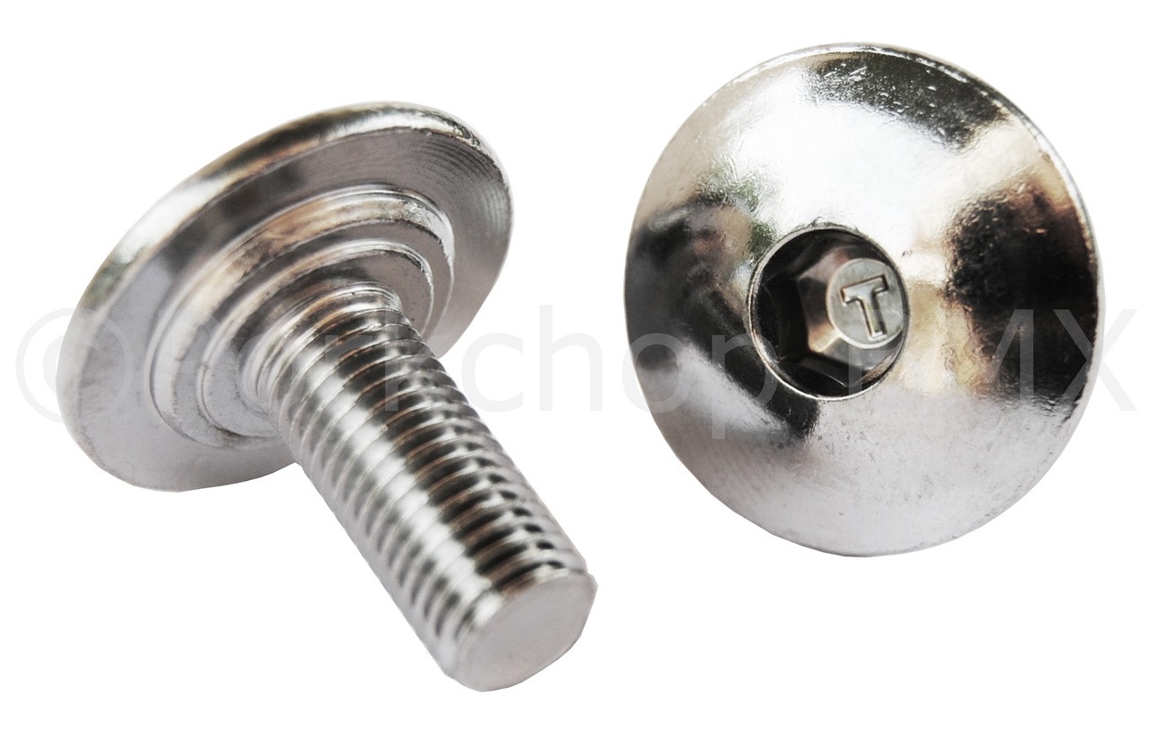 BMX bicycle umbrella large flange crank spindle bolts - M8 - (PAIR) CHROME