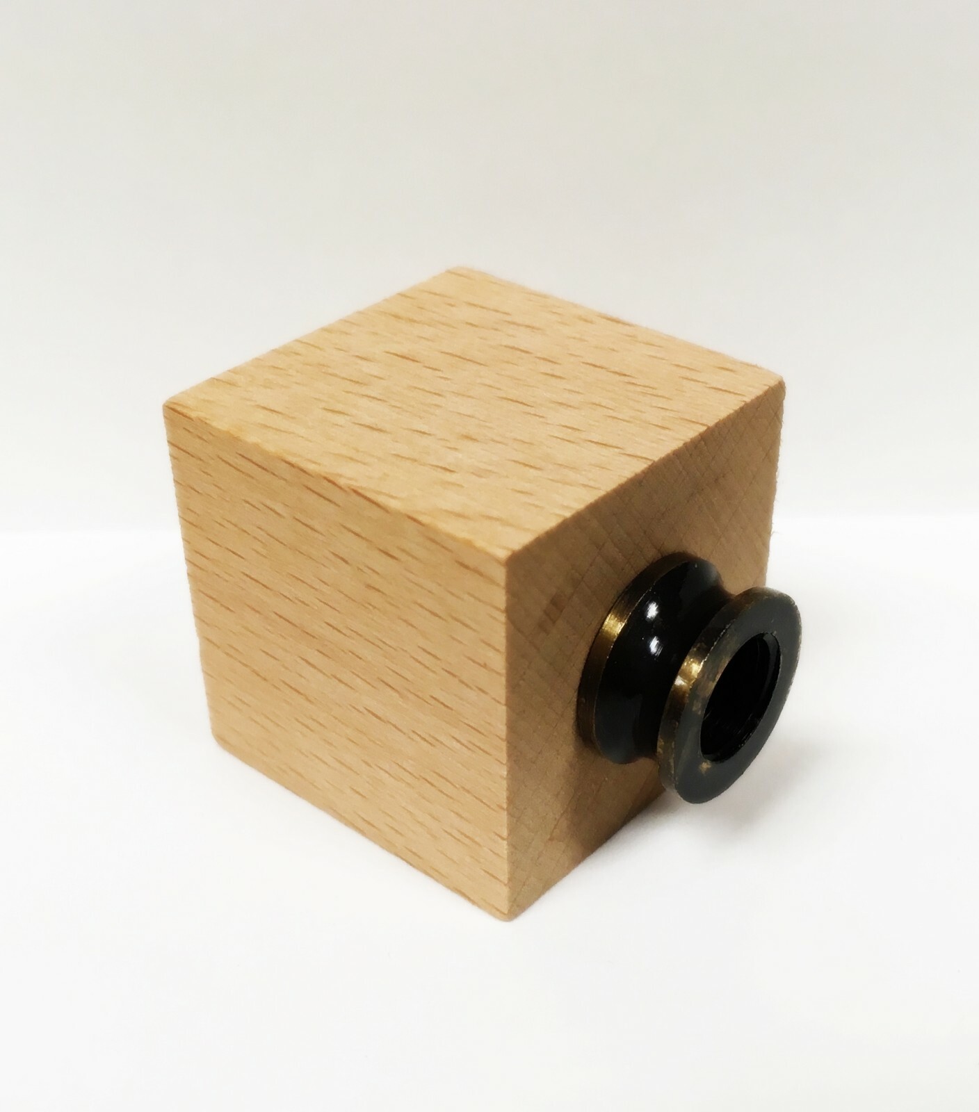 Lamp Finial-SOLID BEECH WOOD CUBE-W/Dual Thread Base-Antique Brass