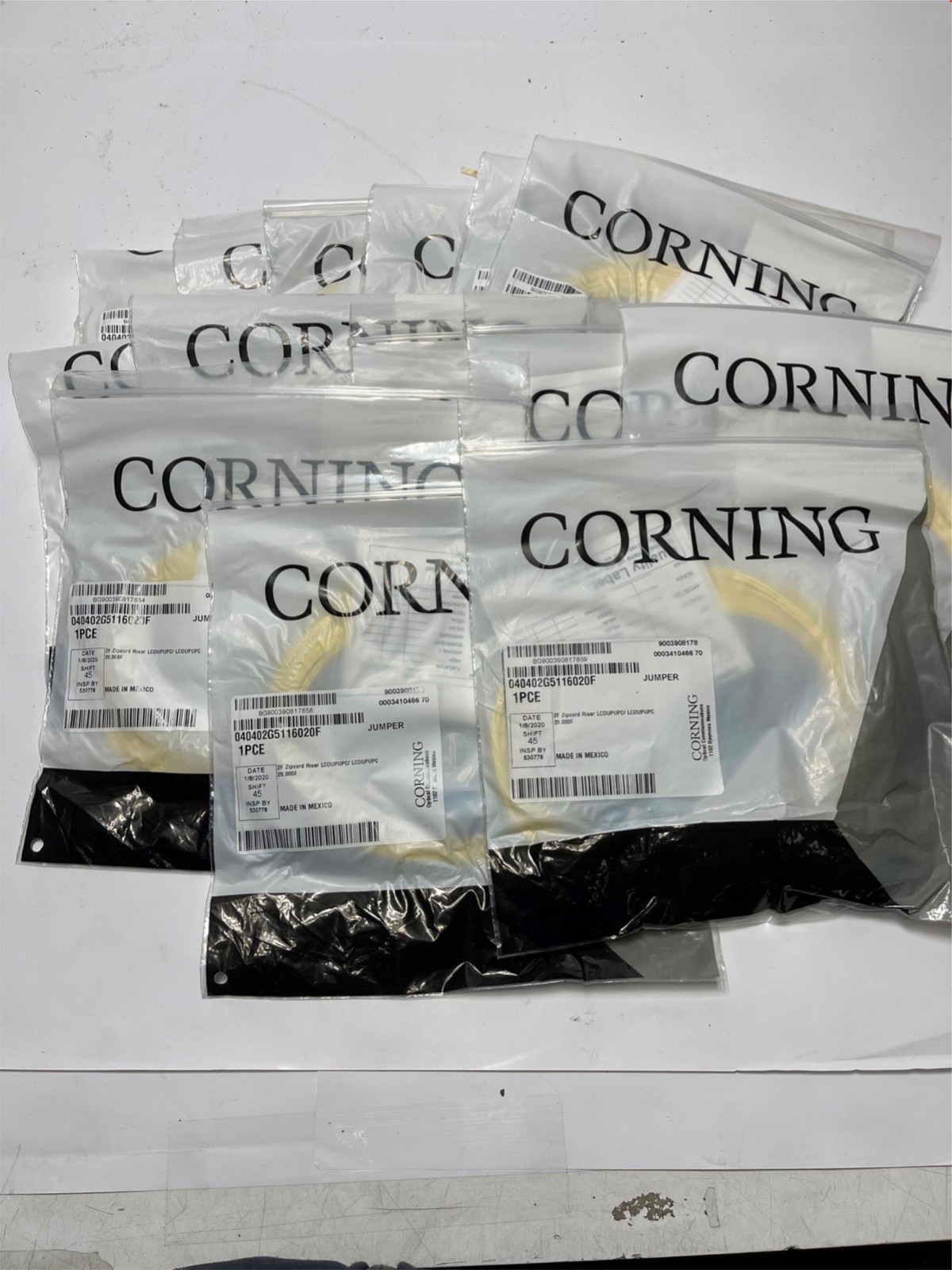 14x 20ft Corning (2) Fiber Optic Jumper Cable Wire Zipcord LC/LC DUO Single-mode