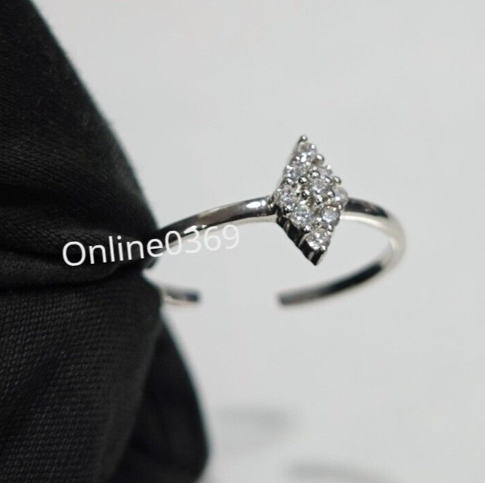 Women's Kite Shape Adjustable Toe Ring Cubic Zirconia White Gold Plated Silver