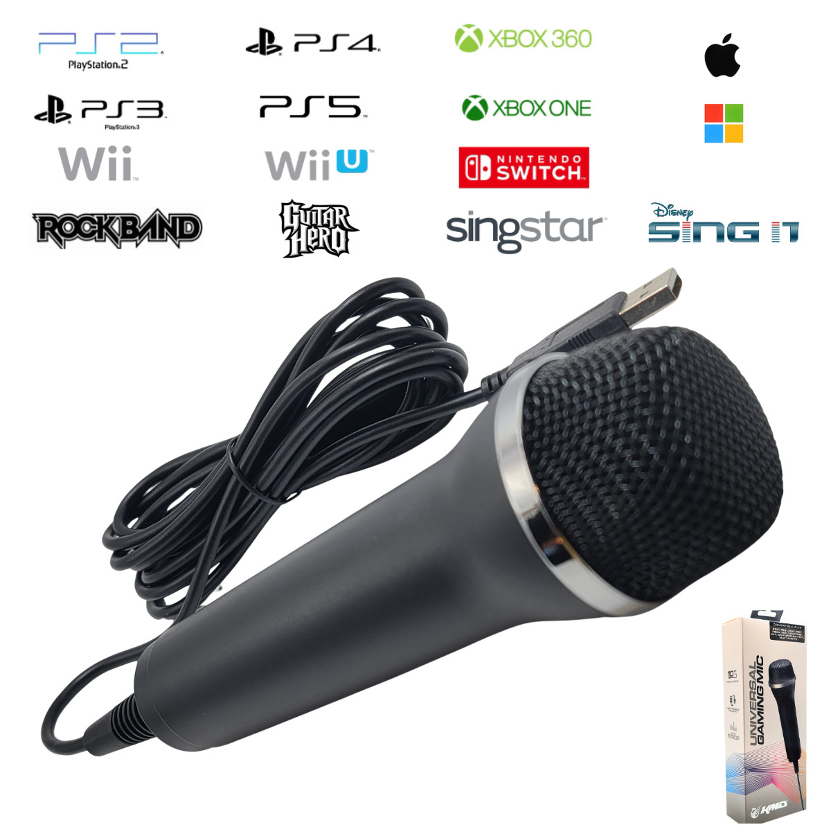 Gaming Microphone for PS2, PS3, PS4, PS5, Xbox One, Xbox 360, Nintendo Switch