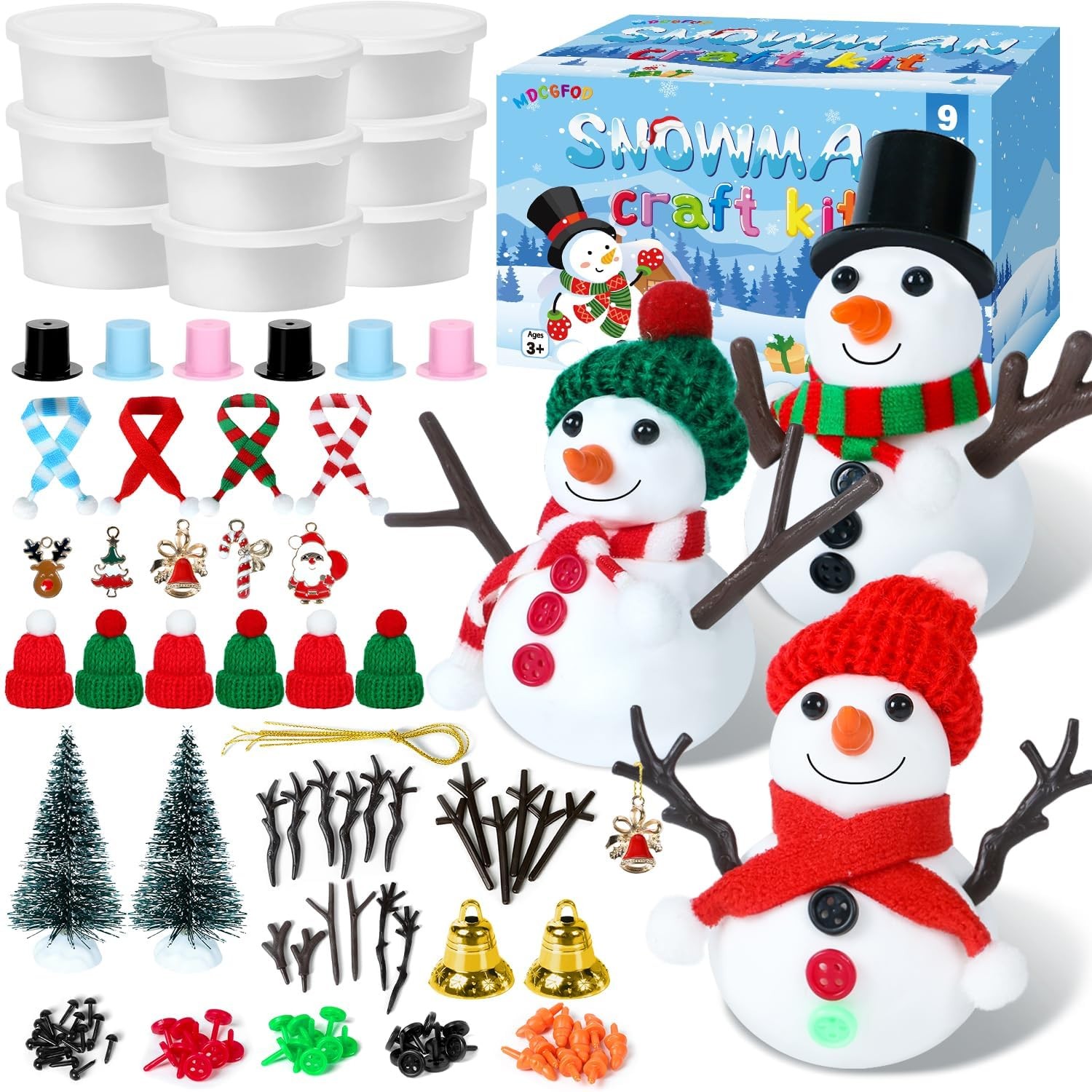 MDCGFOD Snowman Crafts for Kids 9 Pack Build Craft Kit White