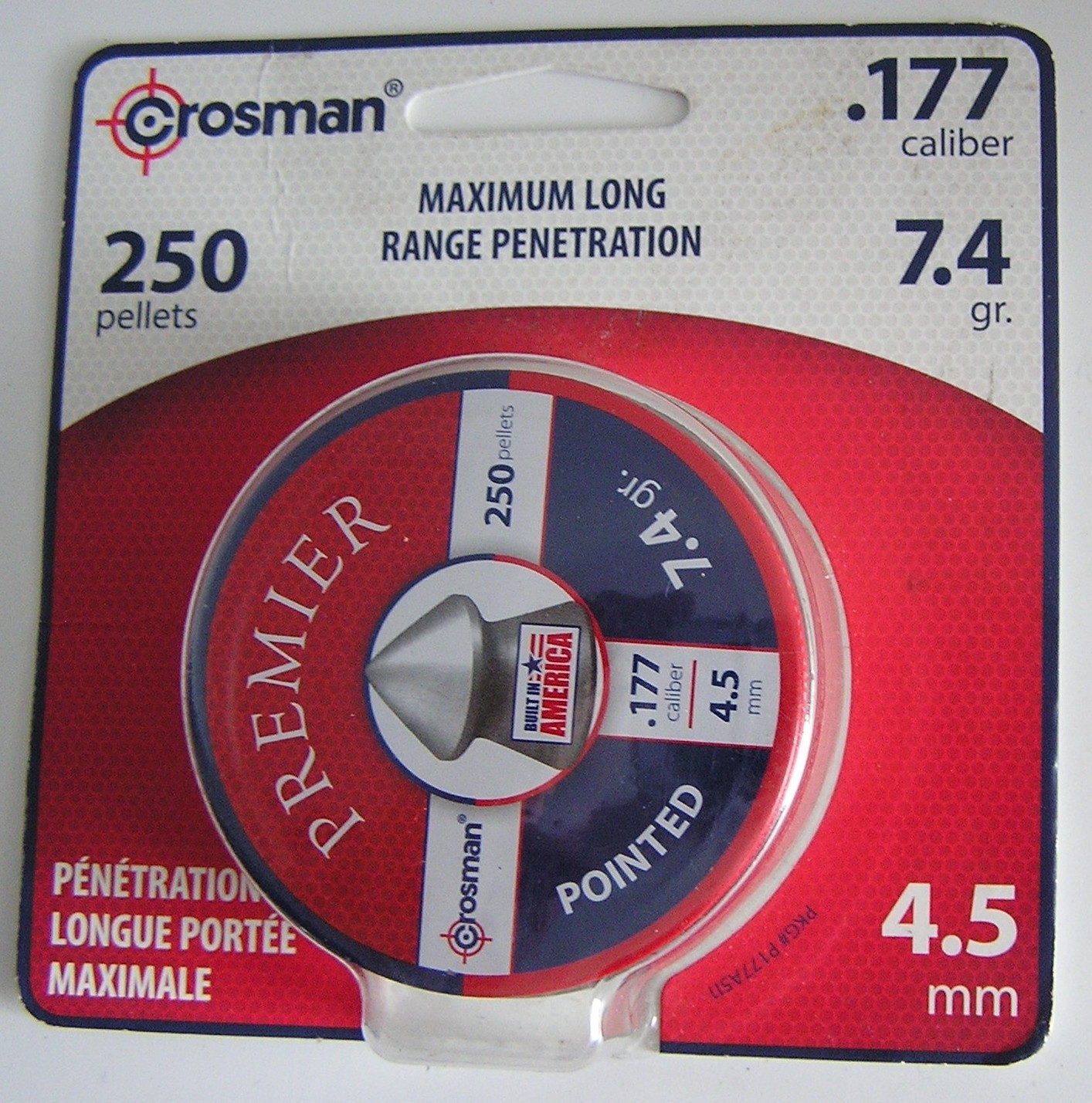 Crosman P177 .177-Caliber Pointed Pellets, 4.5mm, Black(250-Count)