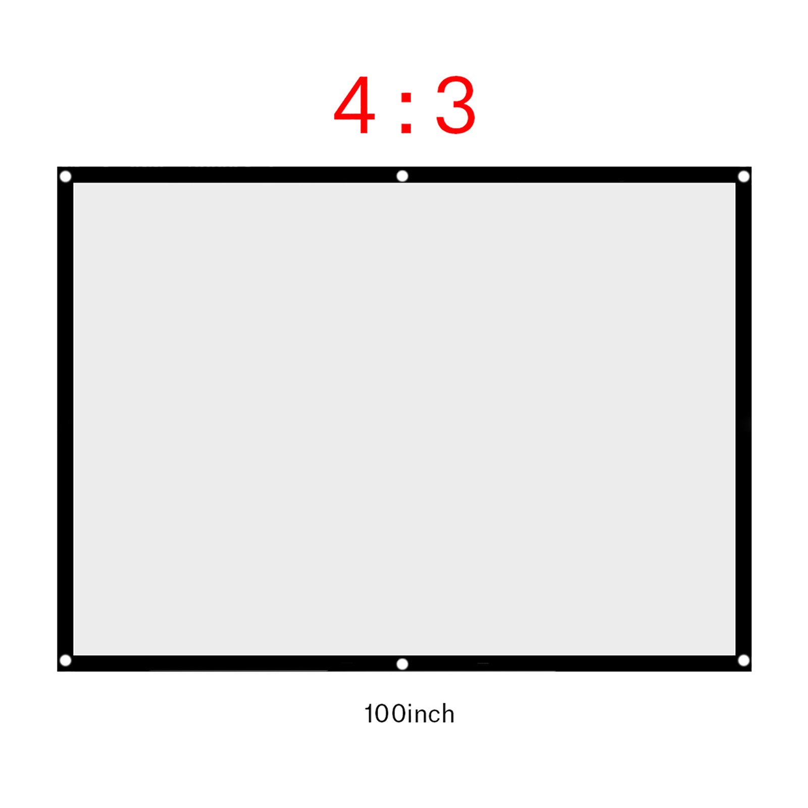 100in 4:3 Lightweight Polyester Projector Screen Black Edging Portable for Outdo