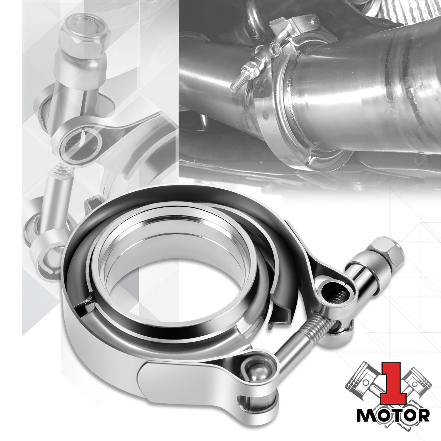 2.5" OD V-Band Turbo Exhaust Clamp 2.5" Flange Male Female Set Stainless Steel