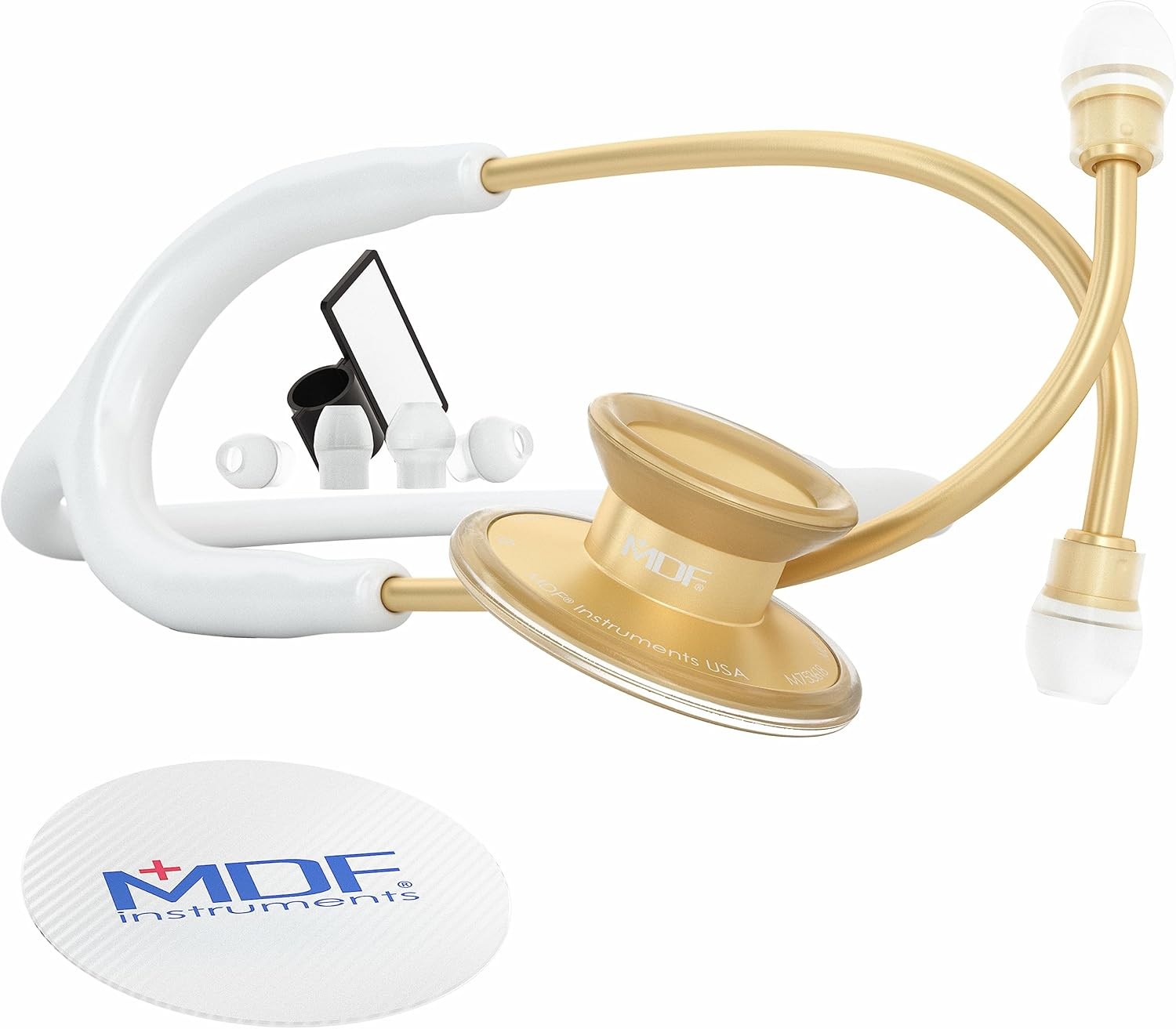 Lightweight Stethoscope Dual Head Adult Medical Nurse Doctor White Gold