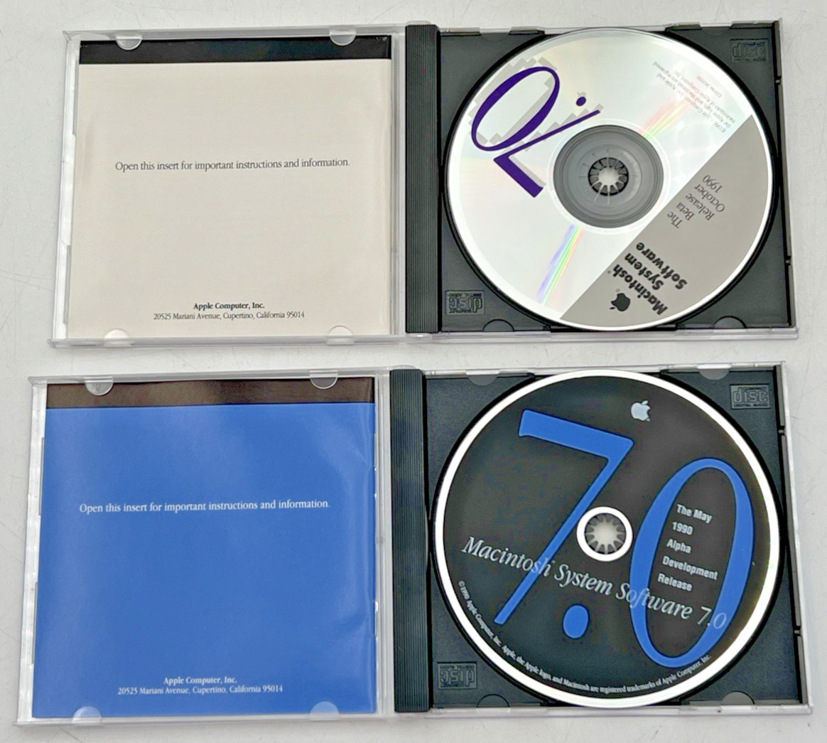 1990 MAY & OCTOBER APPLE DEVELOPER GROUP 7.0 MACINTOSH SOFTWARE BETA RELEASE