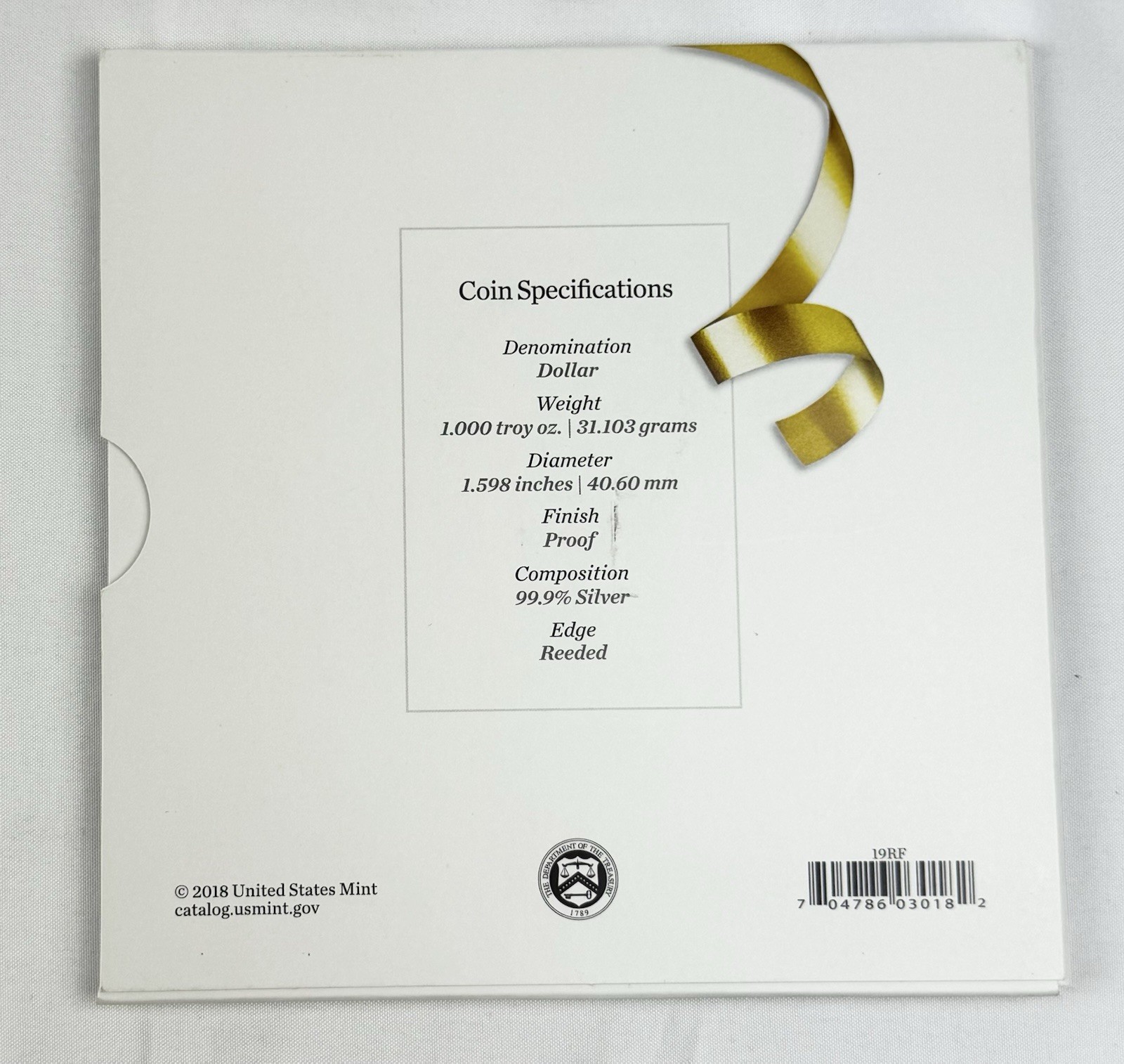 2019-W Proof American Silver Eagle Original Congratulations Set Gov. Packaging