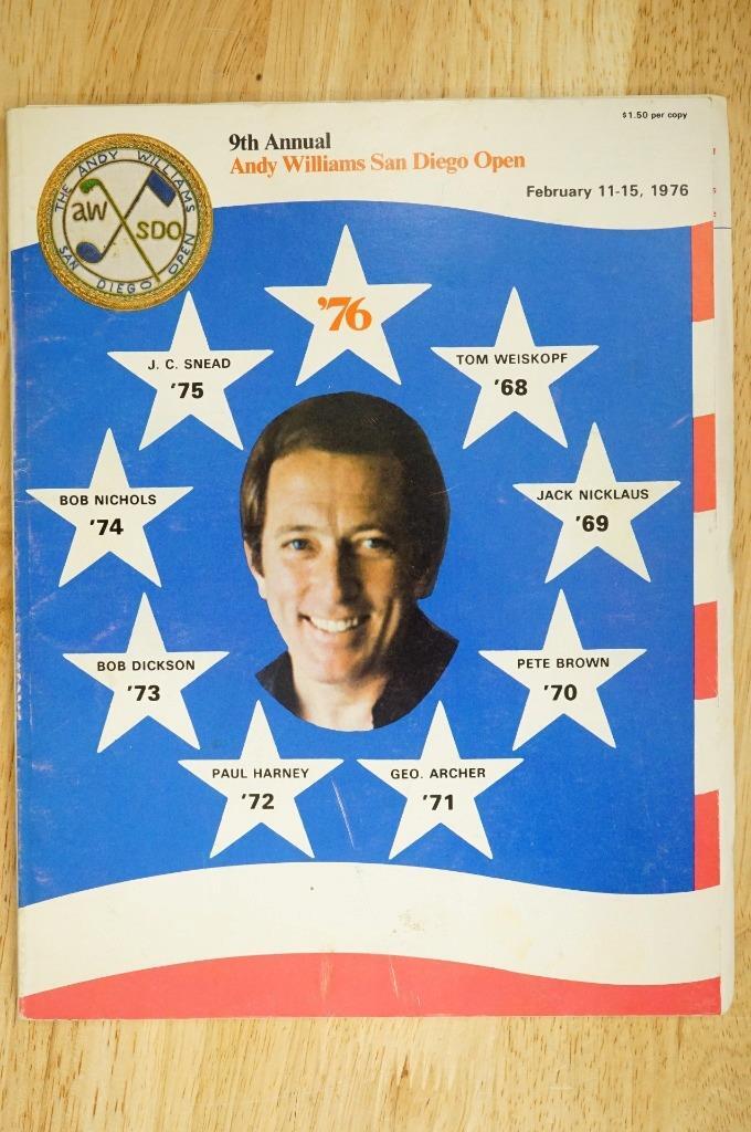 9th Annual Andy Williams San Diego Open 1976 Golf Tornament Program & Pairings