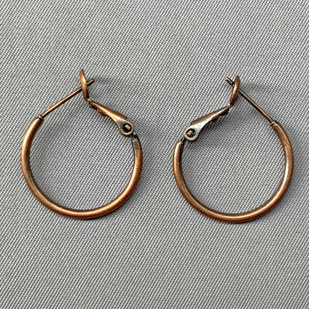 Mini Hoop Earwires Earrings 20mm Antique Copper Plated Brass Q6 Pair Per Pkg