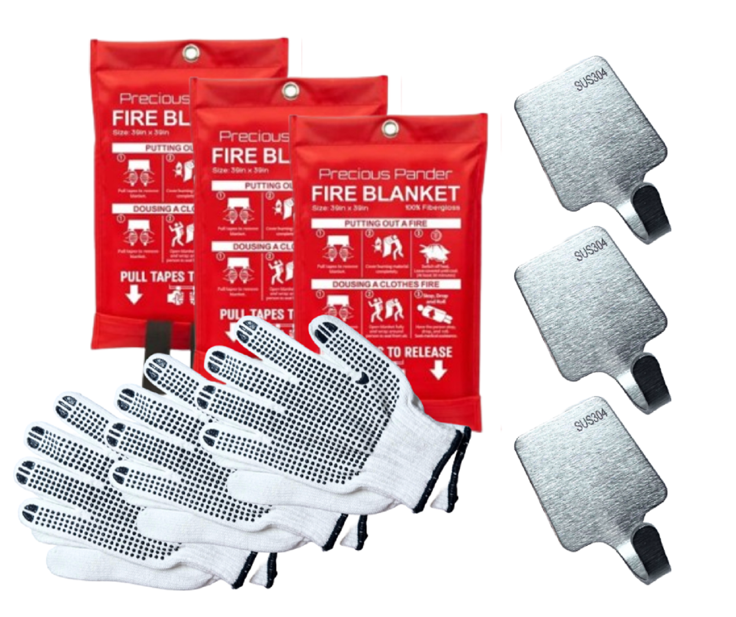Emergency Fire Blanket for Home and Kitchen - 3 Pack 40"x40" Flame Suppression