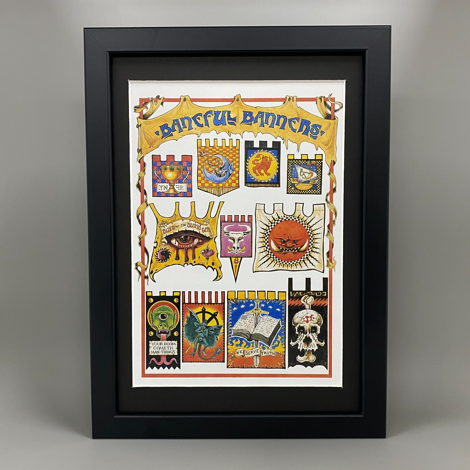BANEFUL BANNERS FRAMED ART JOHN BLANCHE ORCS & GOBLINS WARHAMMER OLD WORLD AOS