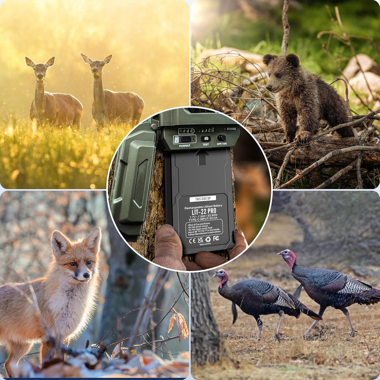 2 Pack LIT-22 7000mAh Battery for SPYPOINT Flex-M Flex-Plus Flex-S Trail Camera