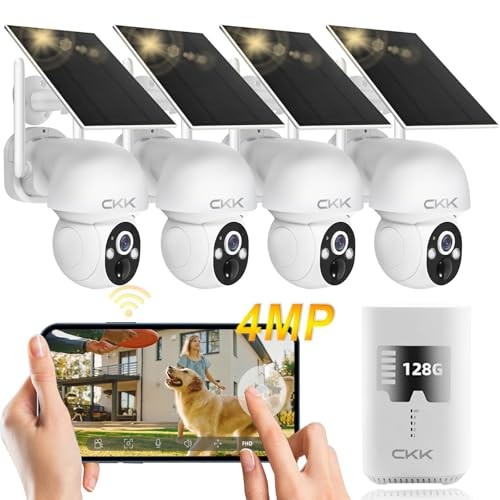 2.5K 4pcs Solar Security Camera System Wireless Outdoor with 128GB 4MP+Solar