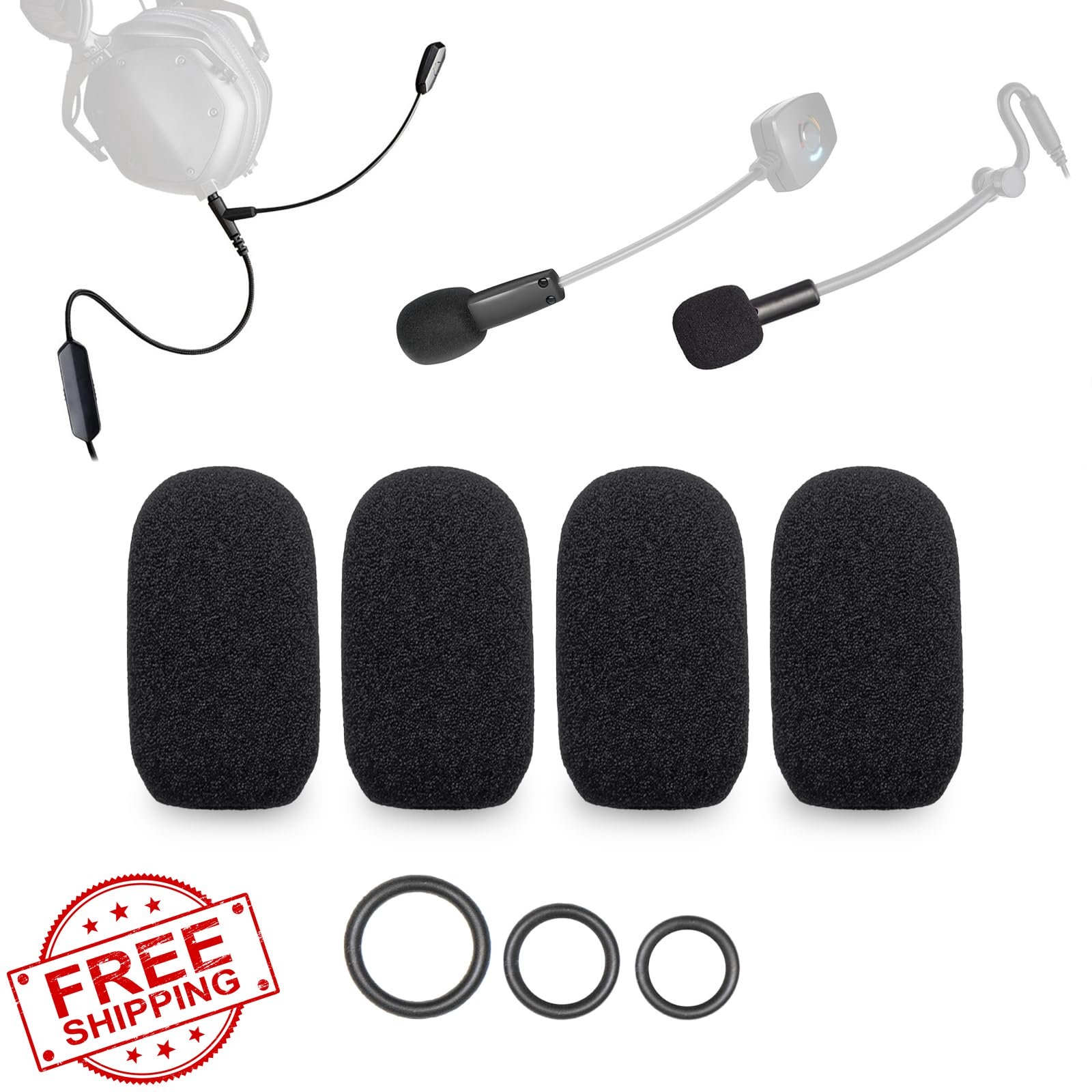 Voarmaks 4 Pack Mic Foam Covers for V-MODA BoomPro ModMic Wireless