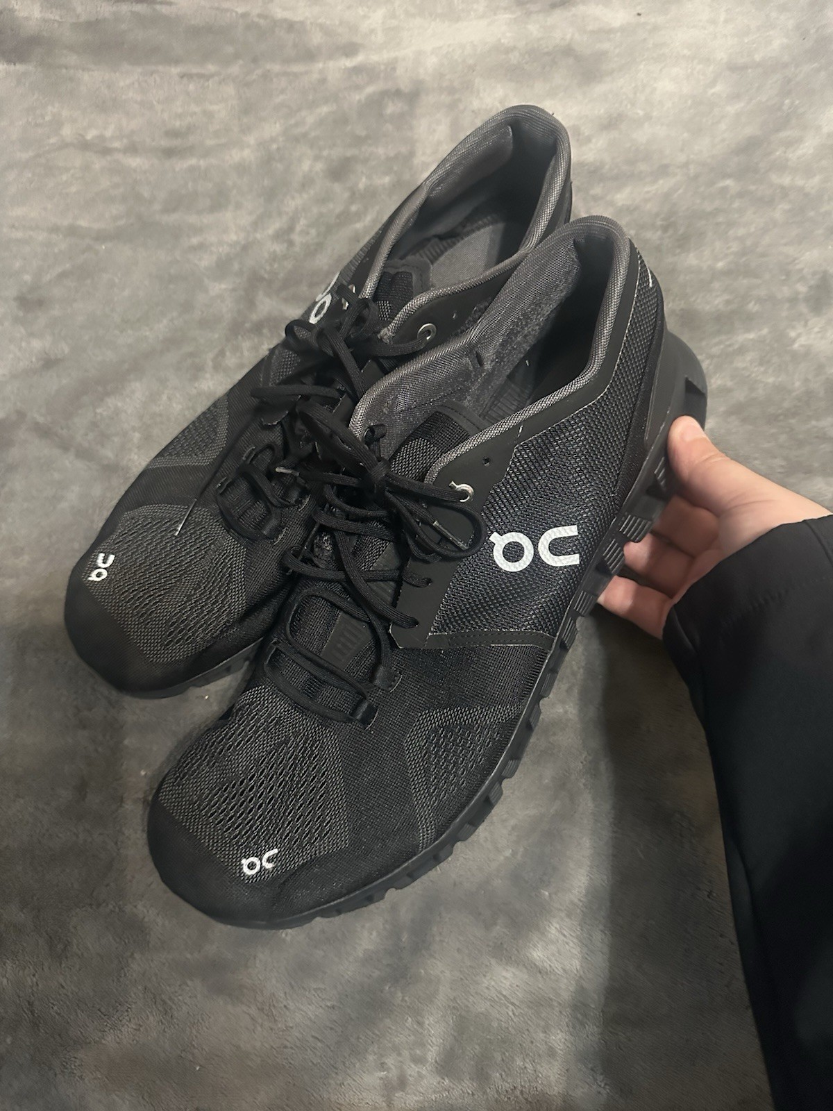 On Cloud Men's Black Mesh Running Shoes Breathable Lace Up