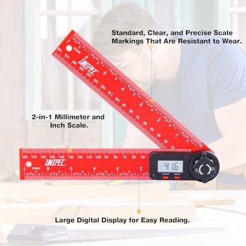 Digital Angle Finder Protractor 7 Inch LCD Display 0.1 Degree Resolution Lock
