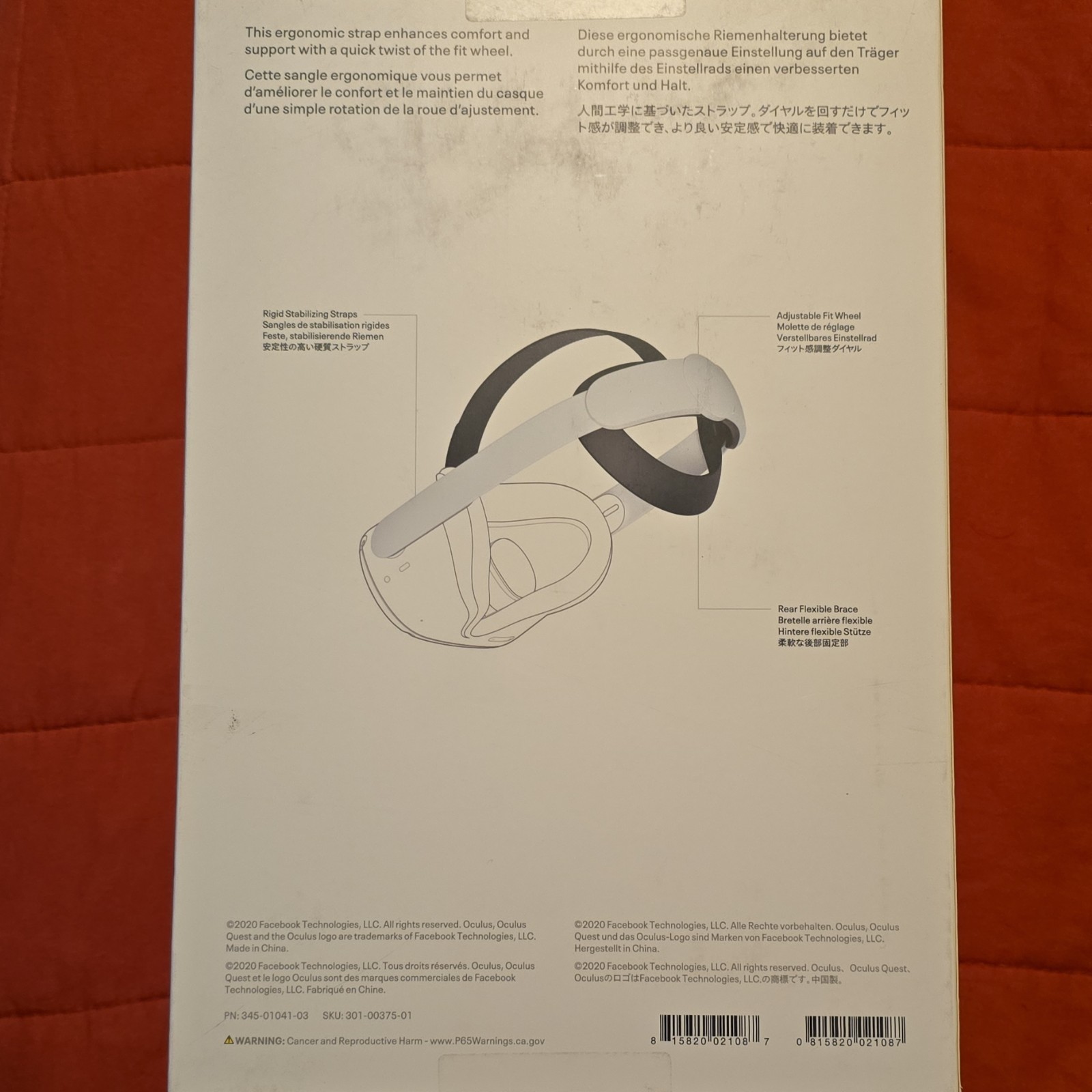 Oculus Quest 2 Elite Head Strap White Accessory for VR Headset