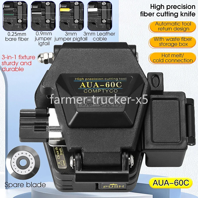 AUA-60C Fiber Cleaver FTTH Cable Fiber Optic Cutting Knife with Waste Fiber Box