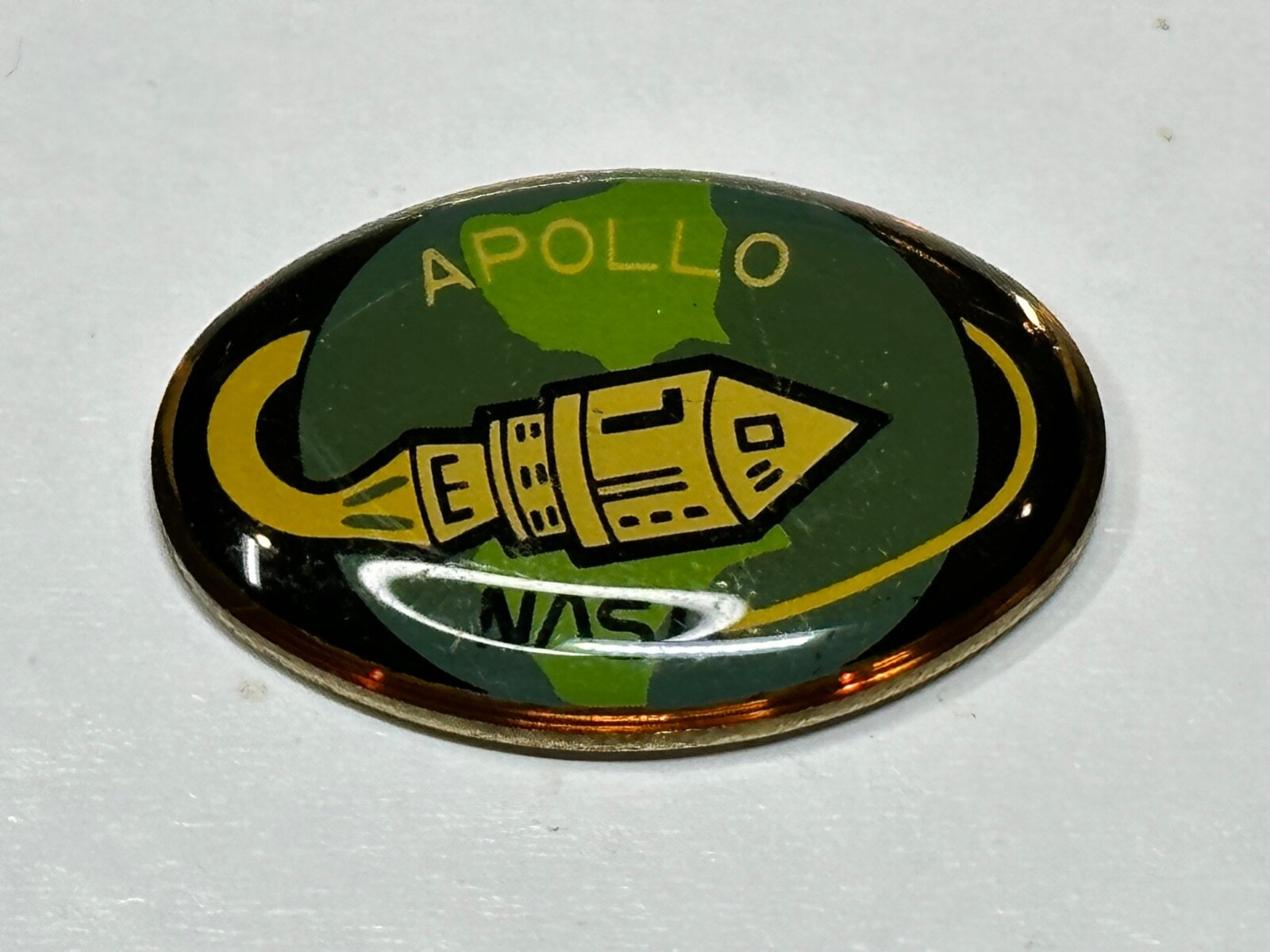 Vintage Epoxy NASA Apollo Mission Space Capsule Pin N.A.S.A. Exploration Vehicle