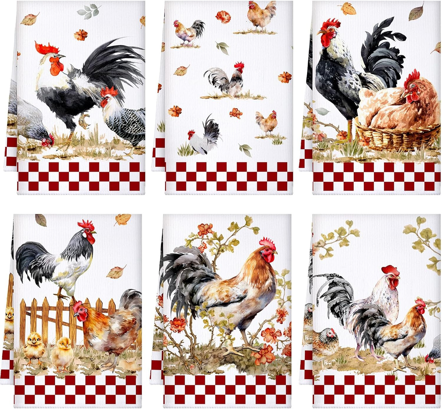6 Pcs Kitchen Towels Dish Cloths Nature Modern Absorbent Hand Tea Wash Cloth wit
