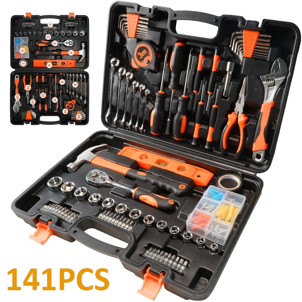 ANXTECH 141 PCS Repair Tool Kit Mechanics Tool General Basic Hand Tool