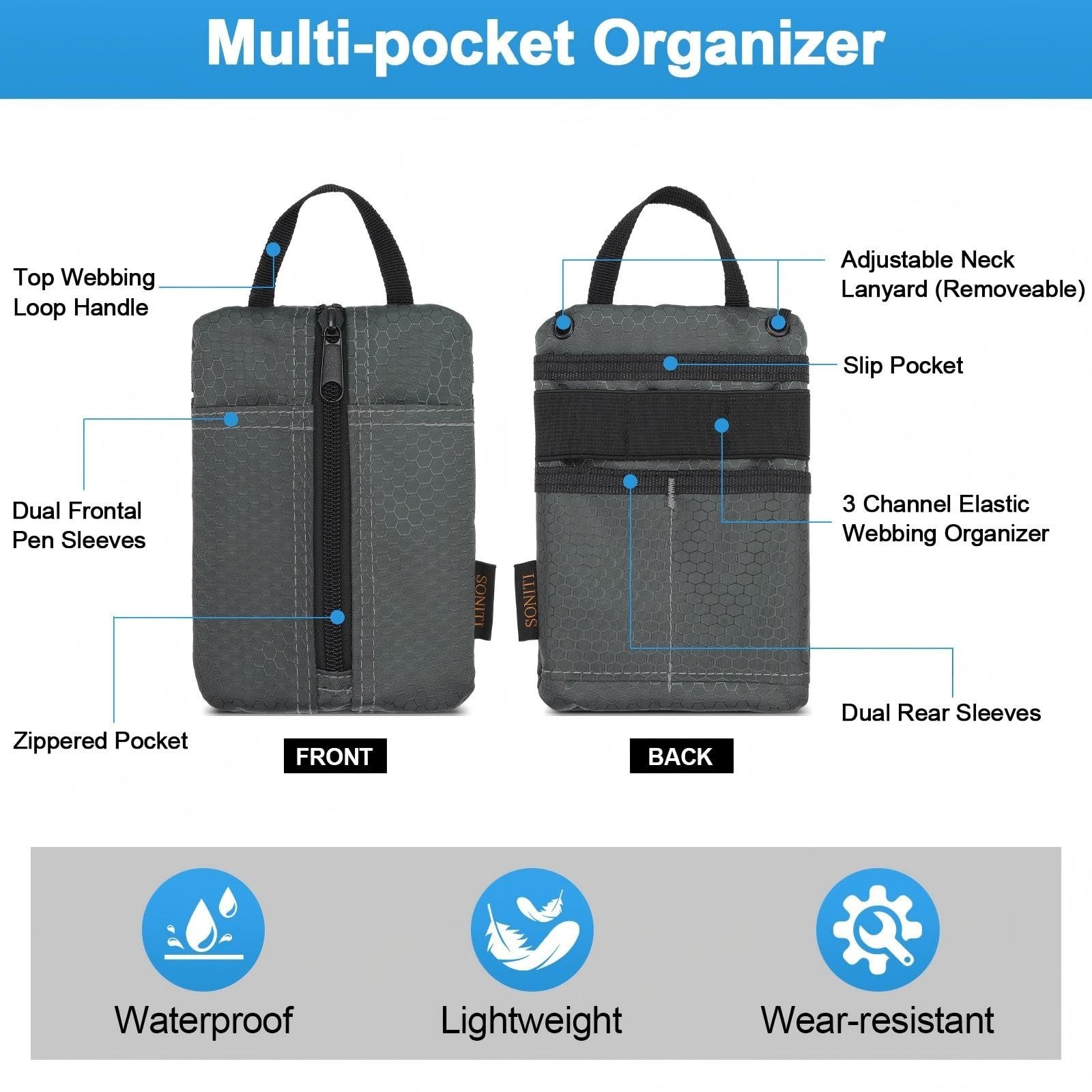 EDC Pouch, Enhanced 3-Layer Fabric - Slim & Compact Pocket Organizer, EDC Too...